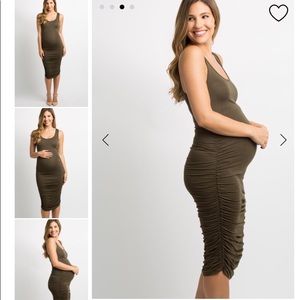 Pink blush rushed maternity dress